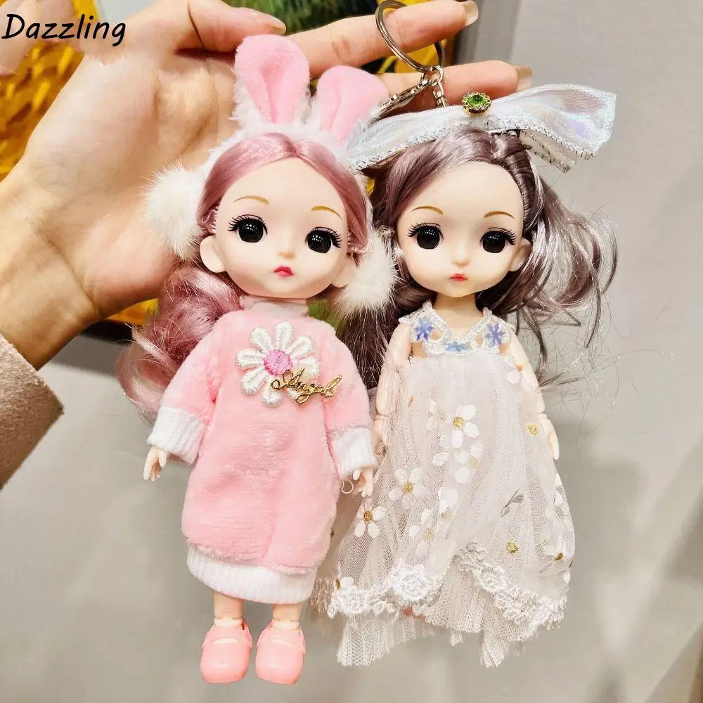 

Multi-style Babi Girl Keychain with Hair Attractive Eyes Fully Dressed Babi Girl Pendant Cartoon Colorful Babi Girl Bag Charms