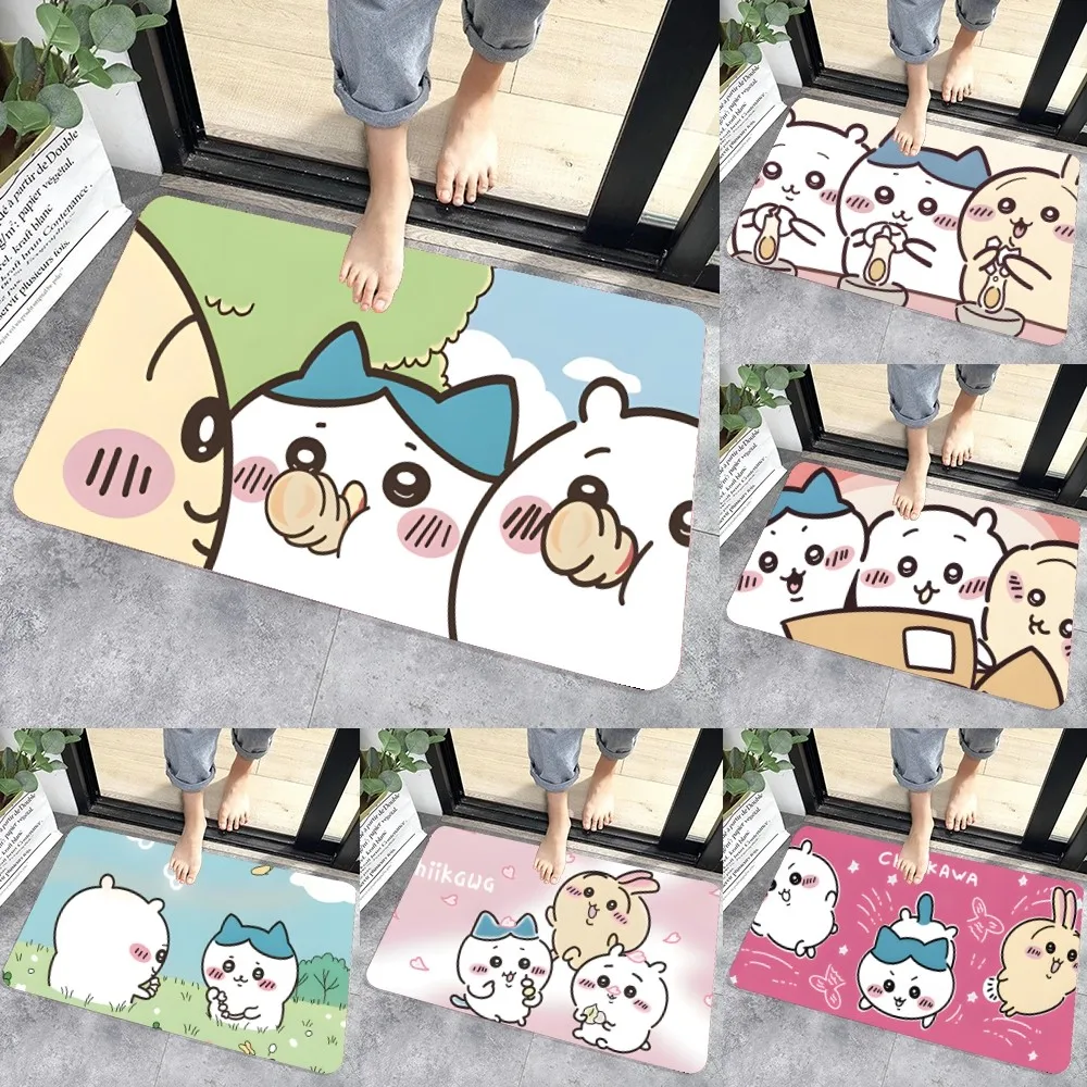 

Animation Cute C-Chiikawas Floor Mat Graphic Printed Flannel Doormats for Bathroom Kitchen Entrance Carpet Home Decor