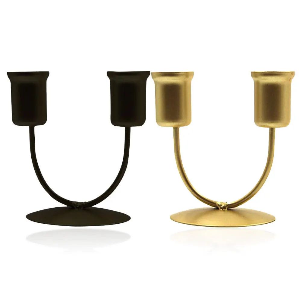 2Pcs Taper Holders U Shape Iron Decorative Table Centerpiece for Home Wedding Dining Room Holder