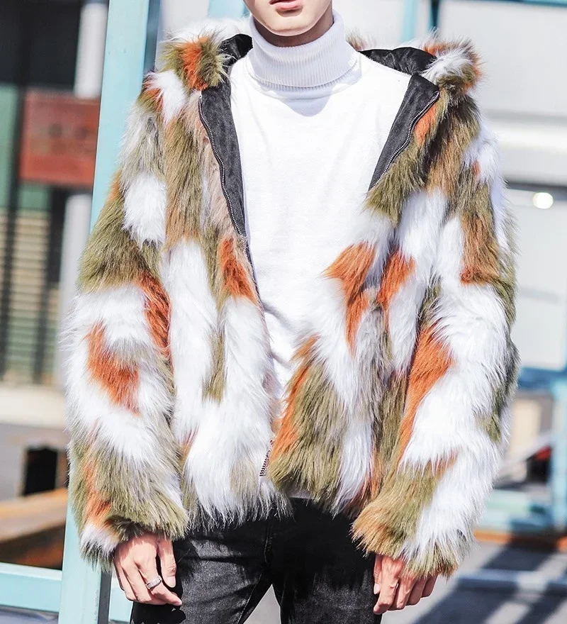 

Colorful Fur Coat Men Winter Warm Short Style Outwear Faux Fur Coat For Men Fur Jacket Coat Fur Overcoat Chaqueta Cuero Hombre