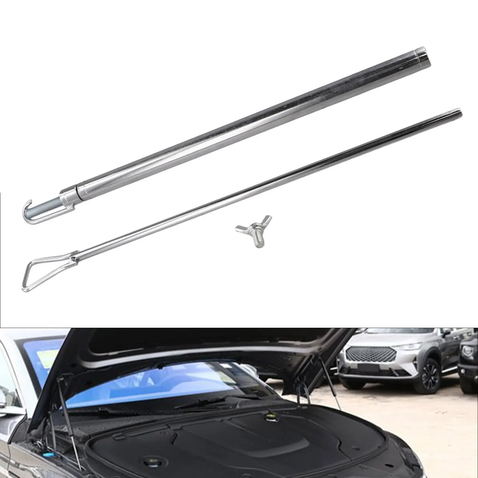 Car Sheet Metal Dent Repair Auxiliary Tools Puller Hook Rod Hand Tool 45-75cm Car Hood Boom Stretch Stainless Steel Support Rod