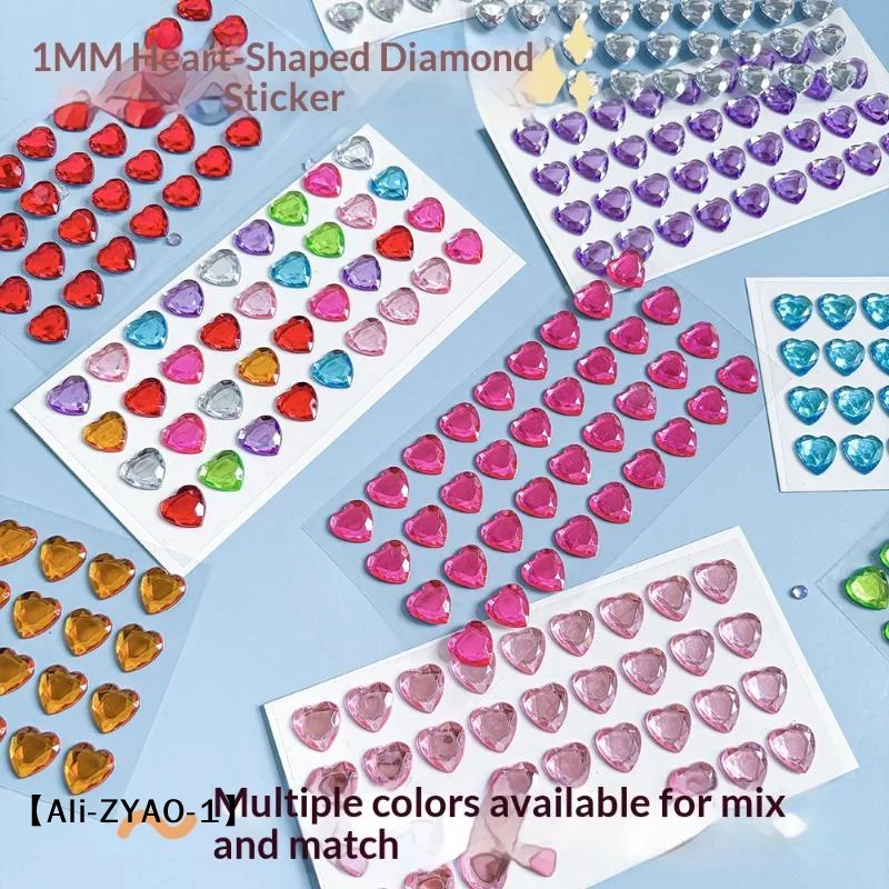 【O】3D Heart Diamond Sticker Crystal Diy Handmade Material Desktop Decoration Phone Case Camera Kawaii Stickers Cup Laptop Decor