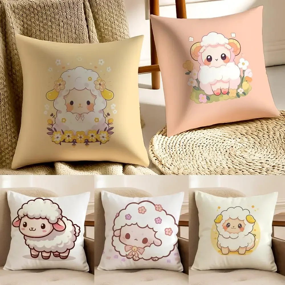 C-Cute Art Lamb Cushion Cover Pillowcase Anti-dustmite living Room Sofa Decor Cushion Room