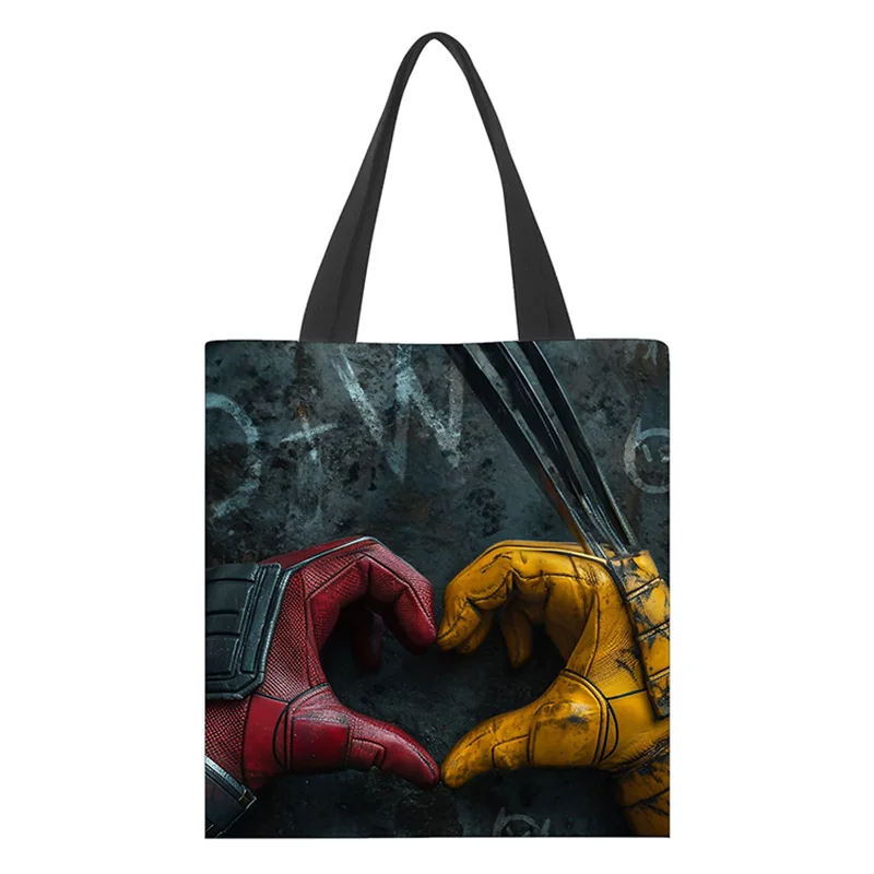 Hot Selling Marvel Deadpool and Wolverine Movie Peripheral Canvas Bag Tote Bag Full Color Printed Carrying Bag Single Shoulder