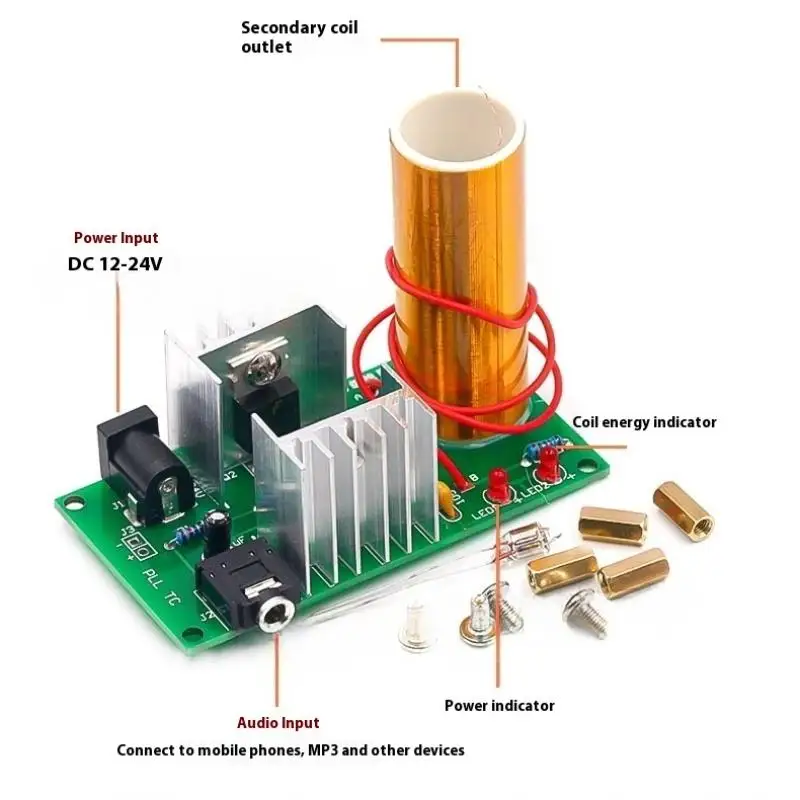

1 компл. DC15-24V 15 Вт музыкальная катушка плазменный динамик забавные наборы дуга плазма волшебная научная игрушка мини-катушка DIY электронный комплект
