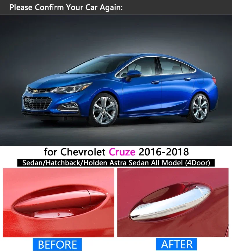 طقم كسوة بمقبض من الكروم لملصقات شيفروليه كروز ، كبس شيفي سيدان ، بهاتش ، من من من تشيفروليه كروز ، بترف ، من من من من من الكروم #2