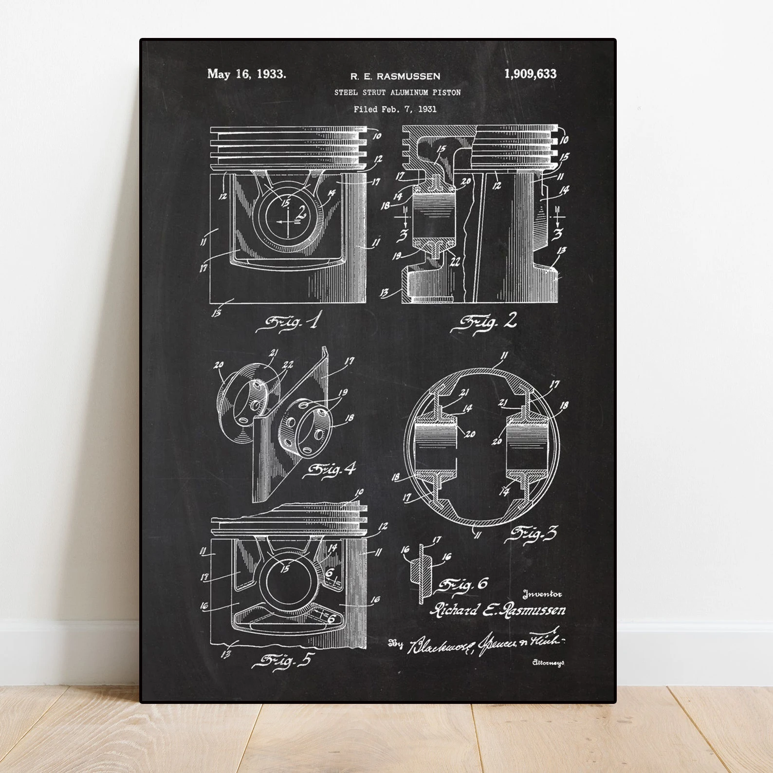 Engine Motor Mechanic Blueprints Vintage Mechanical Enthusiast Wall Art Decor Home Decoration for Living Room Posters Picture