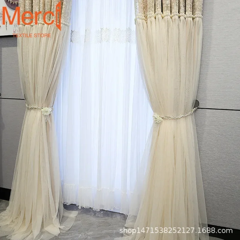 Francia Fényűzés spliced csipkével Függöny Hercegnő Összeesés Féleszű embroidered Folyó curtains számára Eleven dining szoba Hálószoba Szokás