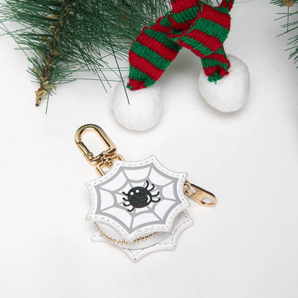 Change Bag Cute PU Leather Keychain Santa Claus Pumpkin Christmas Pendant Zipper Cartoon Earphone Bag Mini Storage Bag