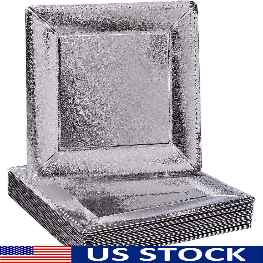 

Elegant Disposable Square Charger Plates Set 10PC Heavy Duty Fine Dining 13 Inch Sturdy Paper All Occasions Parties