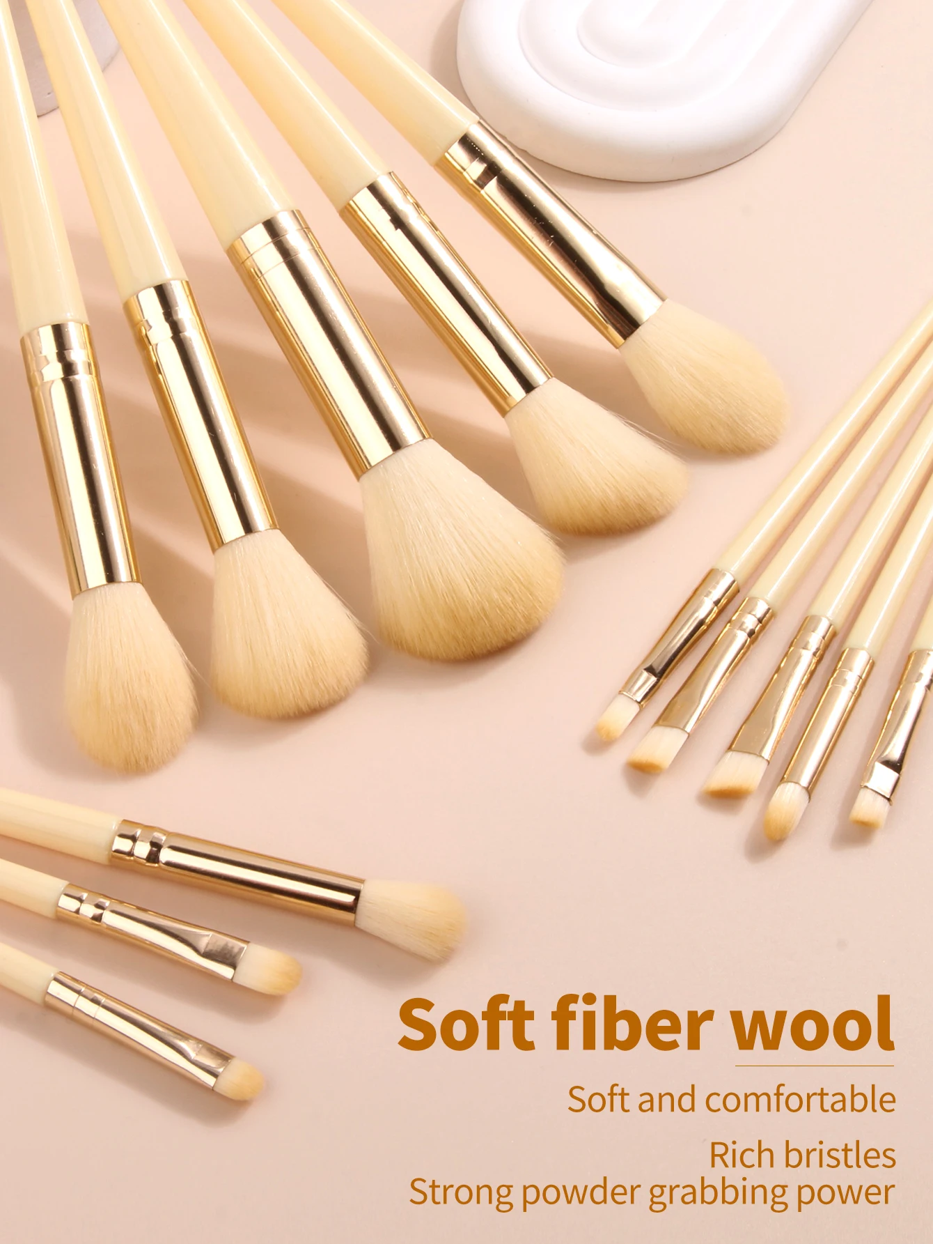 多機能イエローメイクブラシセット,初心者向け,ブラシ修理,ツール,完全,13個