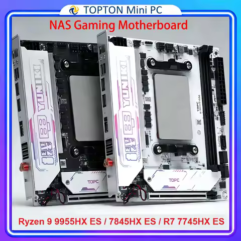 TOPC AMD NAS Gaming Motherboard Ryzen 9 9955HX/7845HX ES R7 7745HX ES 2*M.2 NVMe 4*SATA PCIe4.0X16 2.5G LAN WiFi6E ITX Mainboard