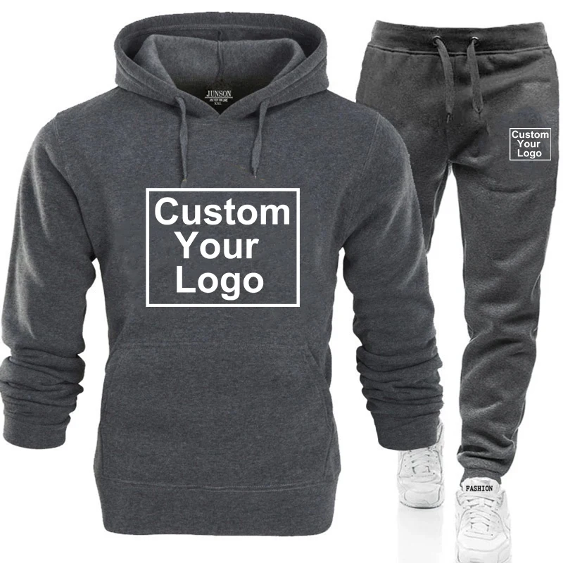 Autumn Men\'s Casual Tracksuit DIY Hoodies Design Your Logo Set Sweatsuits Jogger Pant Suits Athletic Sports Casual Outfits