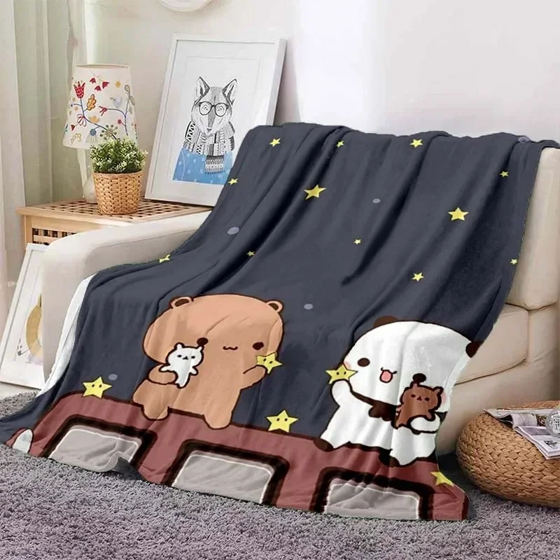 Cute Bubu and Dudu Series Blanket Cartoon Print Kids Warm Flannel Soft Comfortable Home Travel Blanket Bed Blanket Birthday Gift