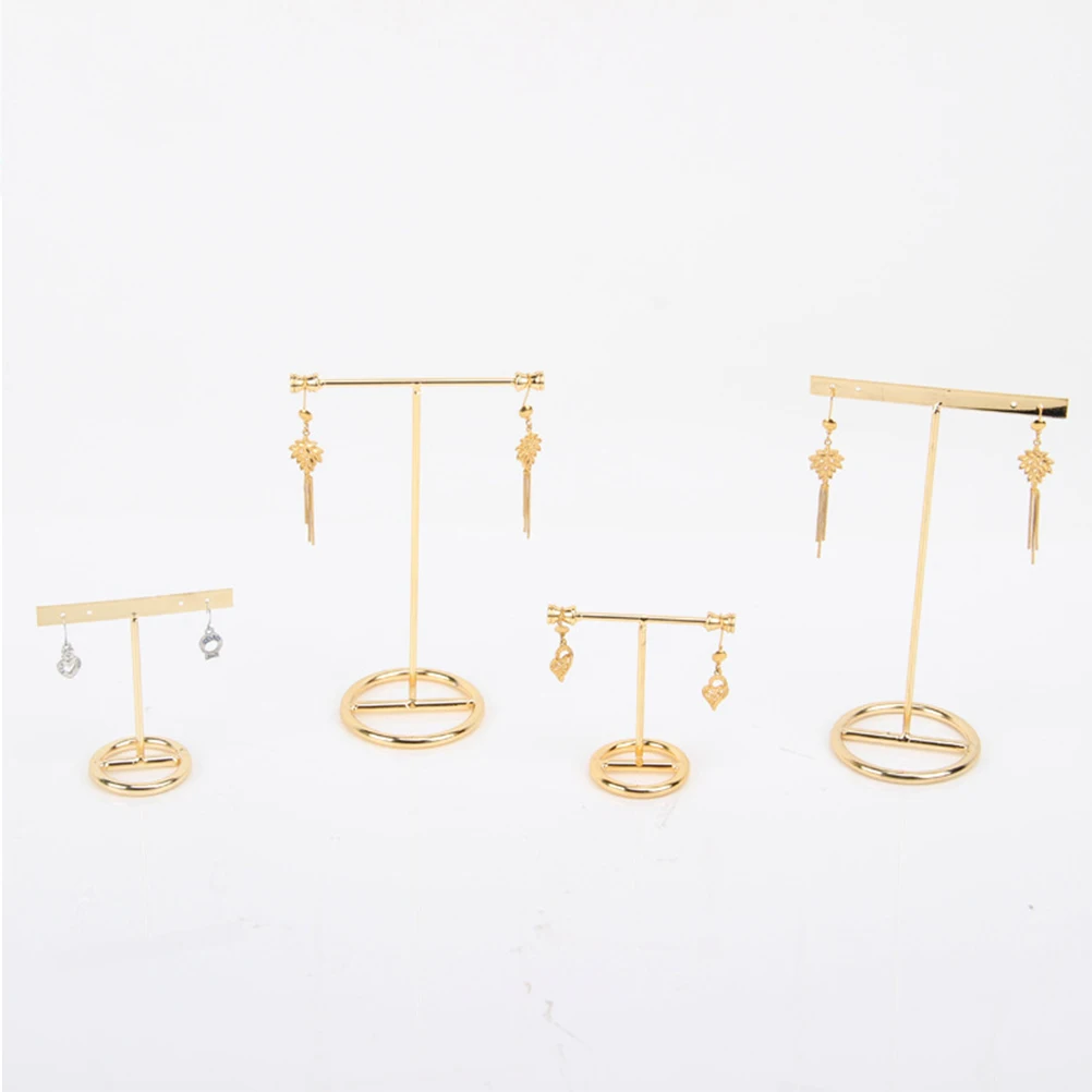 

2 Pcs Ear Studs Display Stand Gold Jewelry Vintage Earrings Organizer Metal Holder