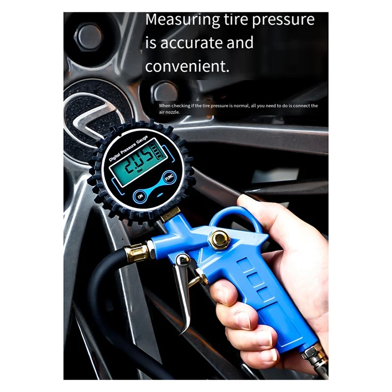 Super Sale Car Tyre Pressure Gauge Inflator Compressor Tool 0-255psi