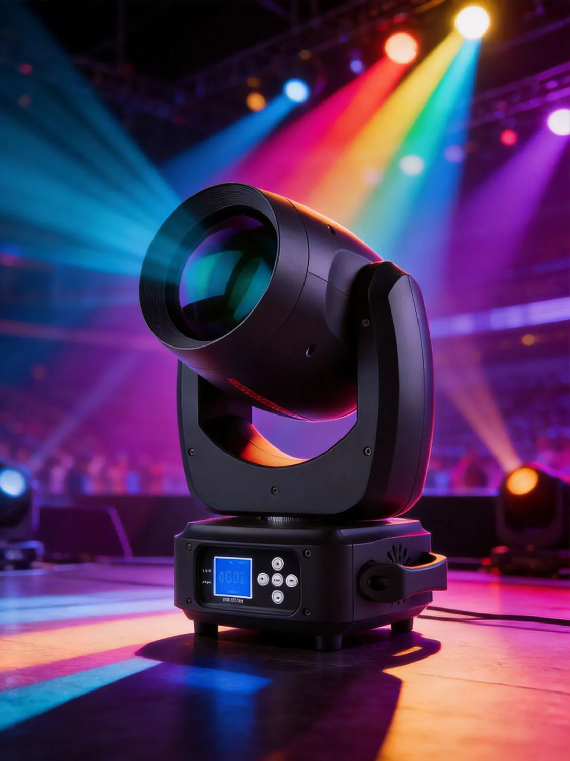 LED 200W Moving Head Lichteffektgerät mit Beam & Spot & Zoom, 24 rotierenden Prismen, 14 Gobos, 11 Farbrad & Regenbogeneffekt, 6 Discharge-Linsen für DJ-Bühnenbeleuchtung