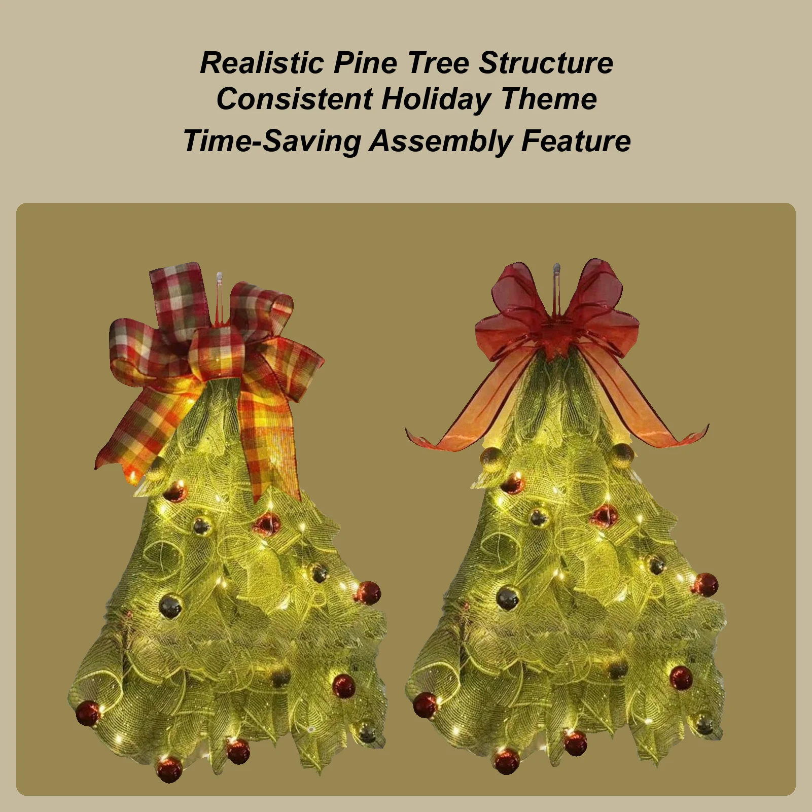 

Рождественская елка со светодиодной подсветкой, венок, украшение для двери, реалистичные сосны, рождественская елка с бантом, украшения из сосновой гирлянды