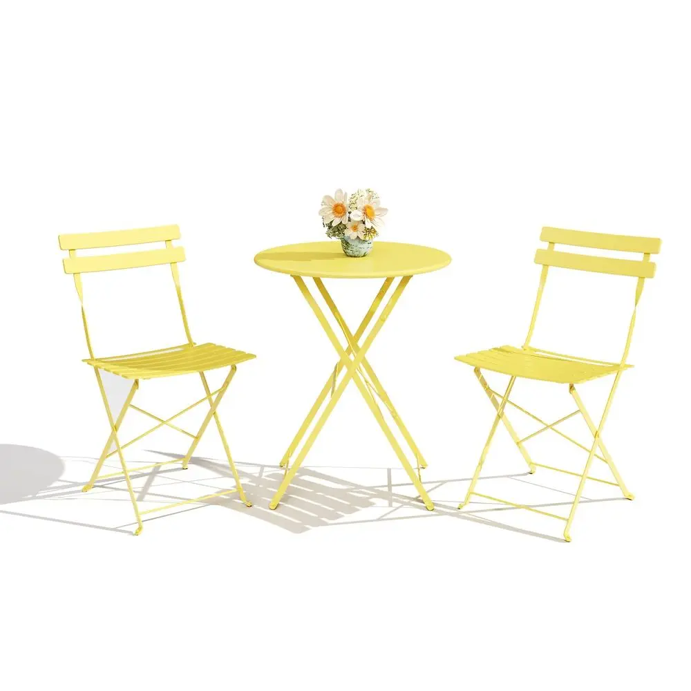 

Folding Bistro Set, Outdoor Patio Furniture Set with 2 Chairs amp 1 Table, SpaceSaving Foldable Balcony Garden Set with HeavyDu
