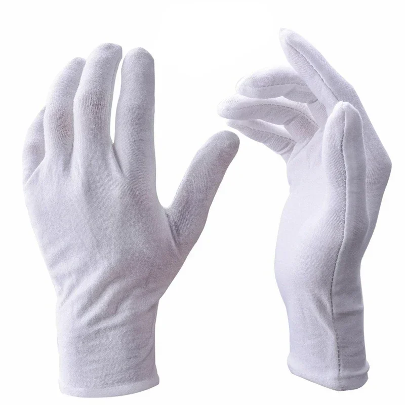 White Cotton Work Gloves for Dry Hands Handling Film Ceremonial High Stretch Gloves Household Cleaning Tools Gloves