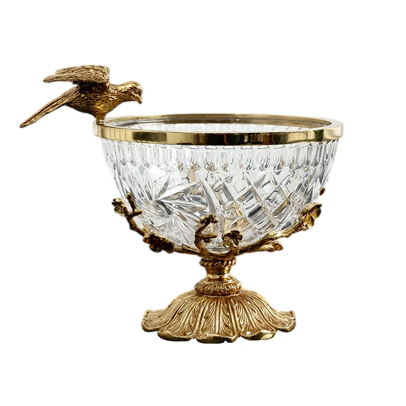 

Стеклянная тарелка с фруктами, европейский французский светильник, роскошный журнальный столик, бытовая латунная миска для конфет с гравировкой, сушеная