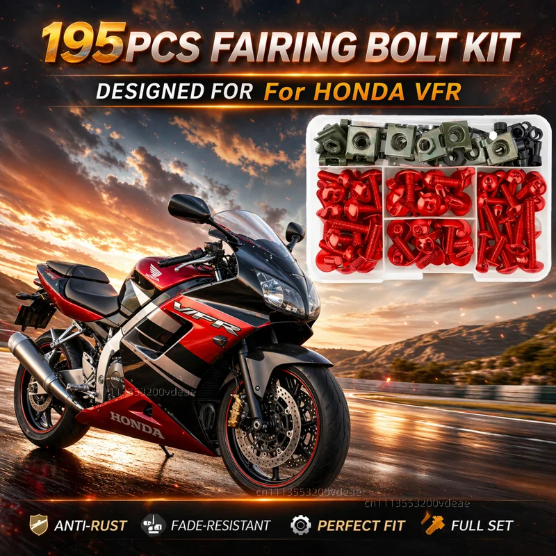 

195Pcs Motorcycle Accessories Aluminum Fairing Bolt Screws Kit Nut Clips For HONDA VFR 800 1200x VFR750 VFR800X VFR800F VFR1200x