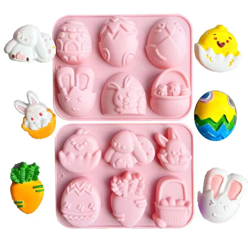 1pc 2024 Easter Bunny Silicone Mold 3D Egg Chocolate Mould Jelly Pudding Cute Rabbit Shape Easter Party Cake Decorating Tool