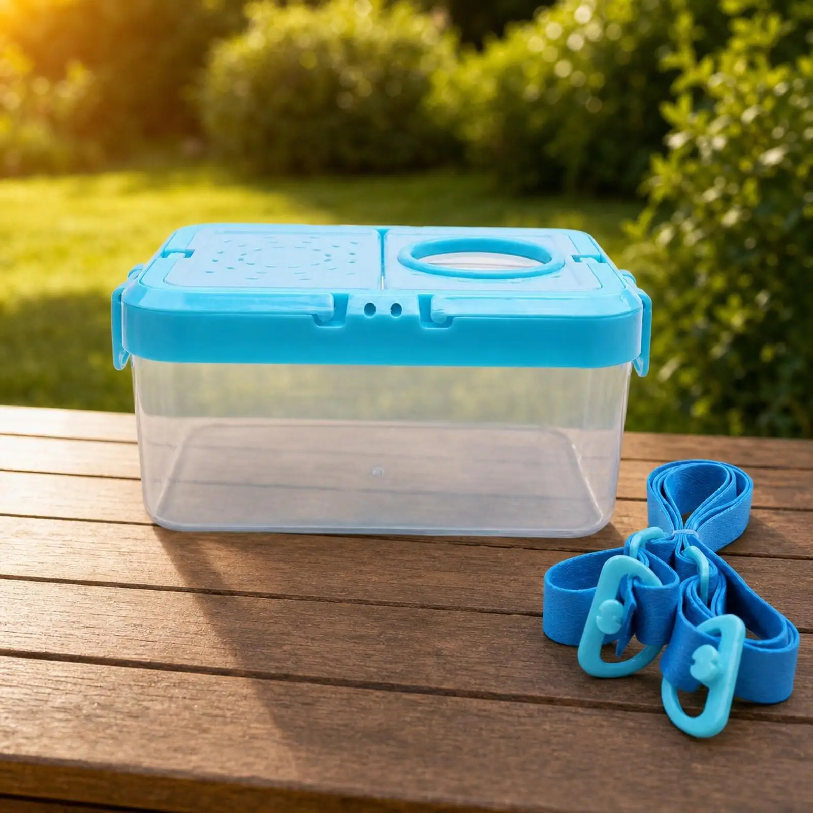 Enlarging Box with Lanyard | Perforated Ventilation Holes Observation Box with enlarging Lens, Clear Transparent Body, for