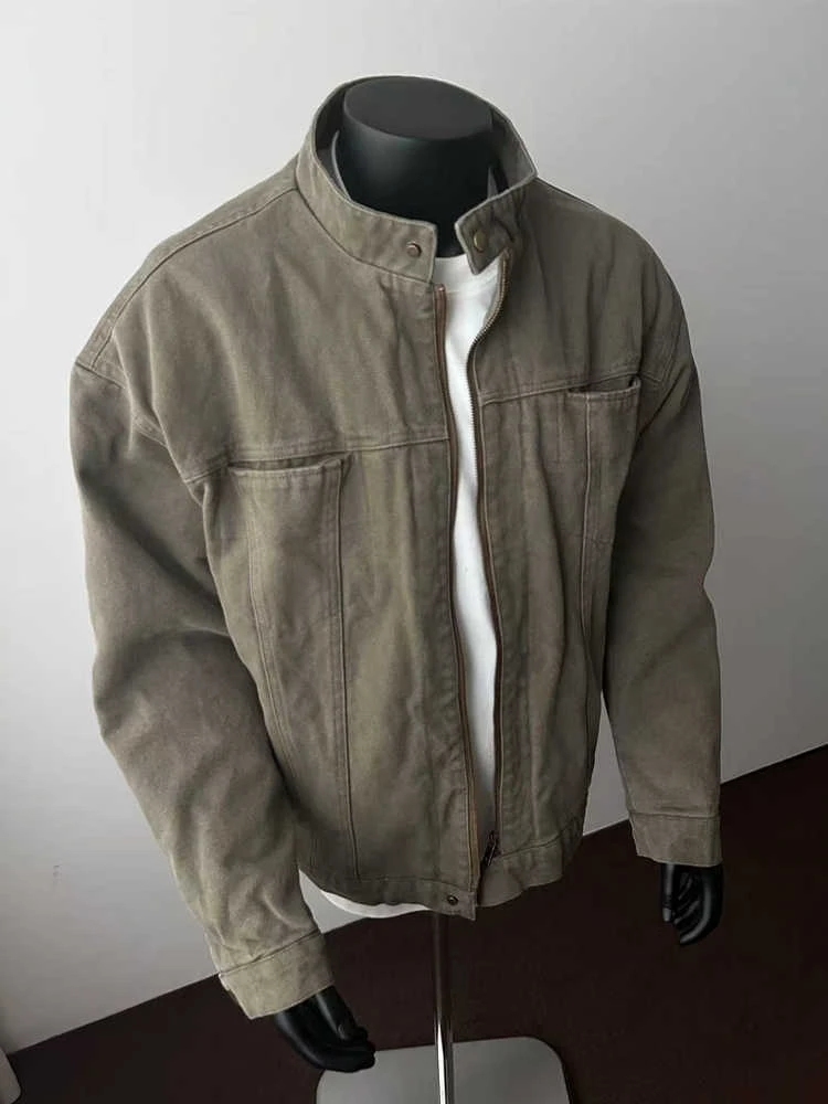 

Мужская куртка-харрингтон в американском ретро-стиле, рабочая, с воротником-стойкой, в бейсбольном стиле, весенне-осенняя верхняя одежда