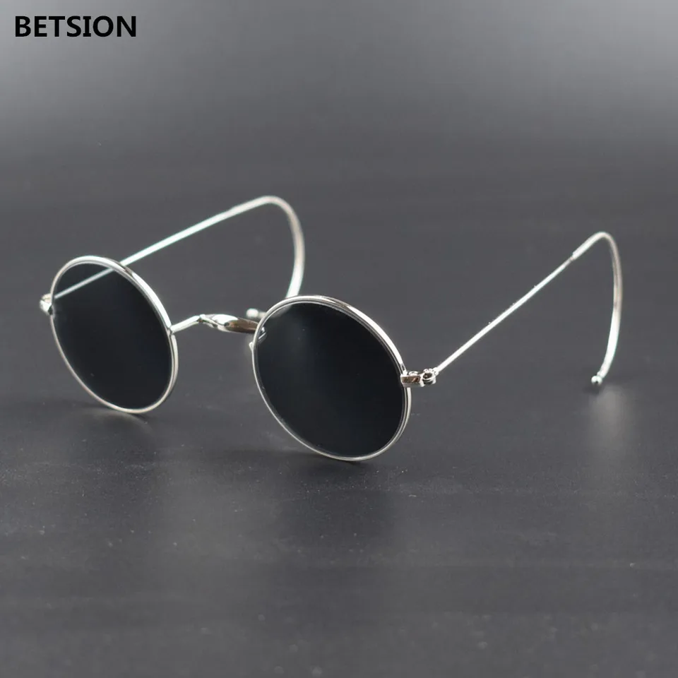 Vintage Round Reading Glasses Gray Black Sunglasses Antique 