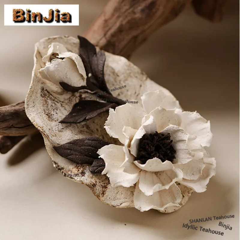 Handcrafted Peony Flower Incense Holder Ceramic Incense Waterfall Incense Burners Consecrate Censer Cafes Decoration Gifts