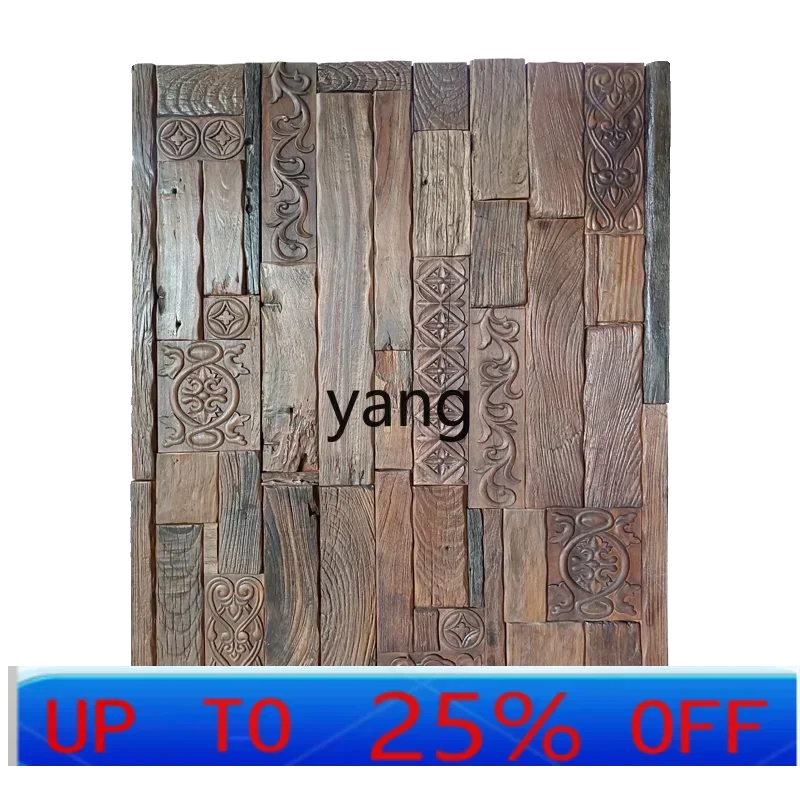 CX  solid wood retro three-dimensional carved weathering decorative painting new Chinese tea room restaurant club