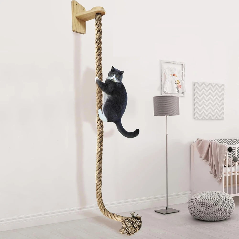 

Cat Climbing Rope Wall Natural Jute Hanging Cat Climbing Toy for Indoor/Outdoor Cats Scratch-Resistant Easy to Install