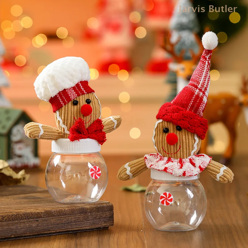 Christmas Gingerbread Man Candy Jar Cookies Snack Transparent Airtight Storage Jar Mini Gifts Case Cute Xmas Decoration