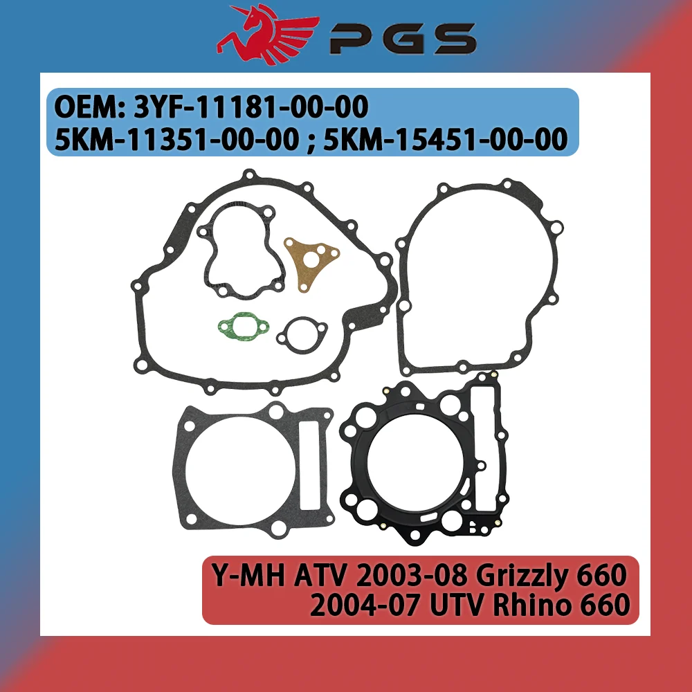

Engine Crankcase Cylinder Gasket Kit Fit For Y/amaha YFM660 Grizzly 660 Rhino YFM660FA YXR660 5KM-15451-00 3YF-11181-00-00