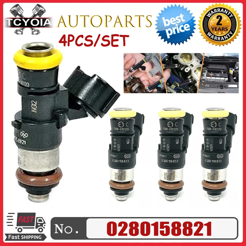 

4Pcs High Impedance Fuel Injectors 0280158821 210lb 2200cc EV14 for HONDA CIVIC Acura TSX K24 2.4L NGI-2-K NG12 0280158843