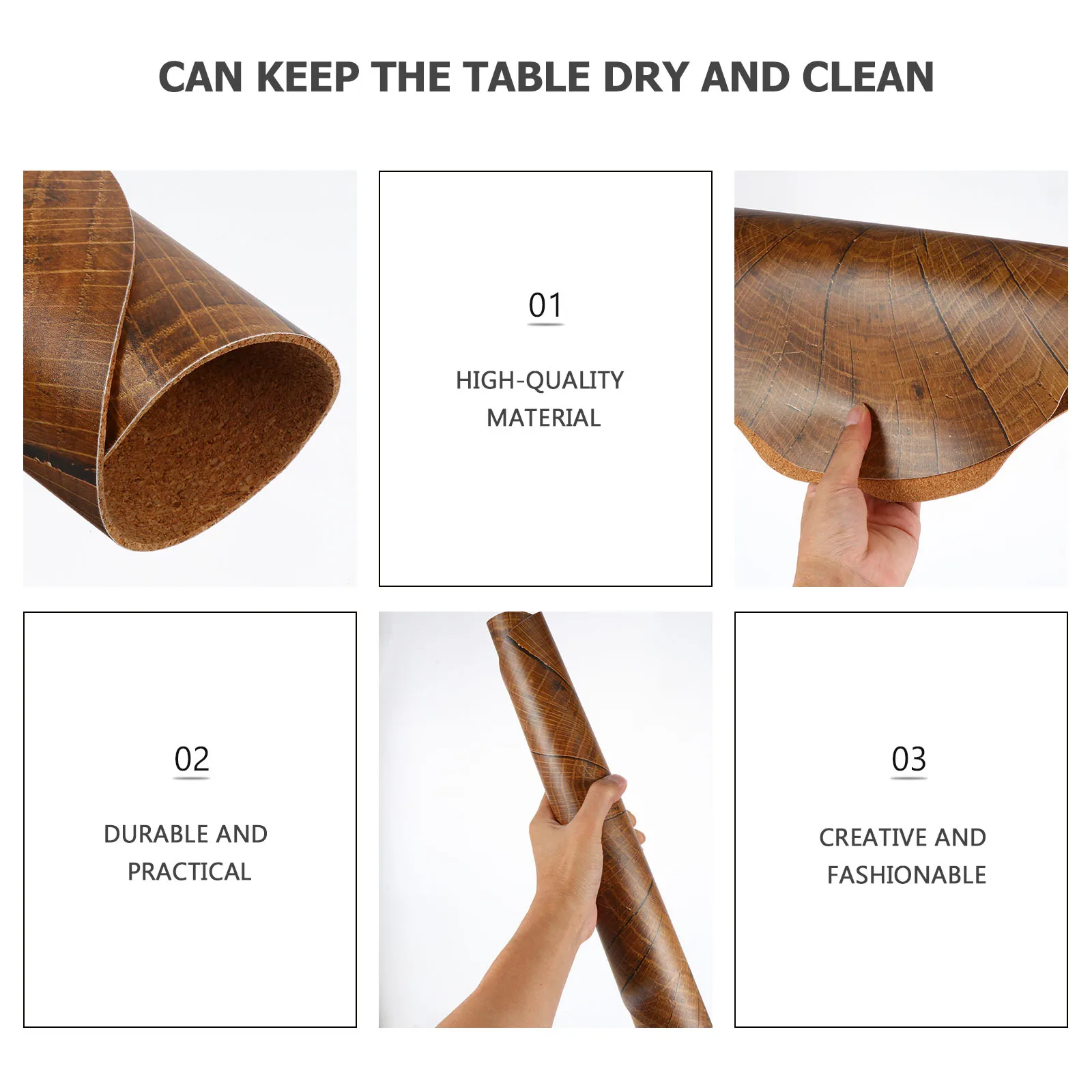 

2pcs Cork Placemat Heat Resistant Wooden Table Mats Decorative Coasters Anti Scalding Pot Holders Round Home Decors