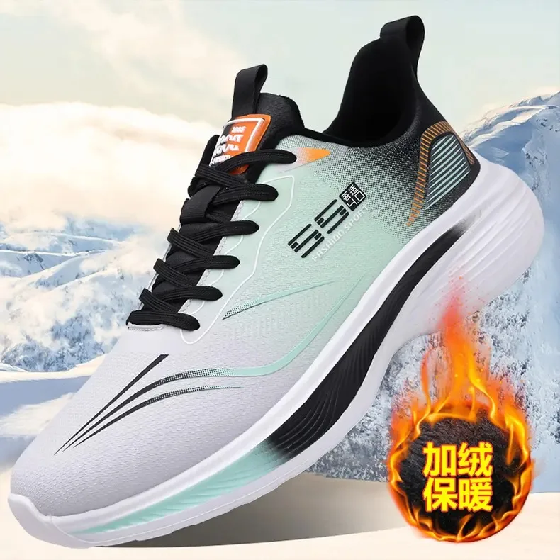 

Men's Sport oes 2025 Autumn Winter Fce Lined Leather Surface Comfortable Anti-slip Lightweight Running oes Casual sneakers men