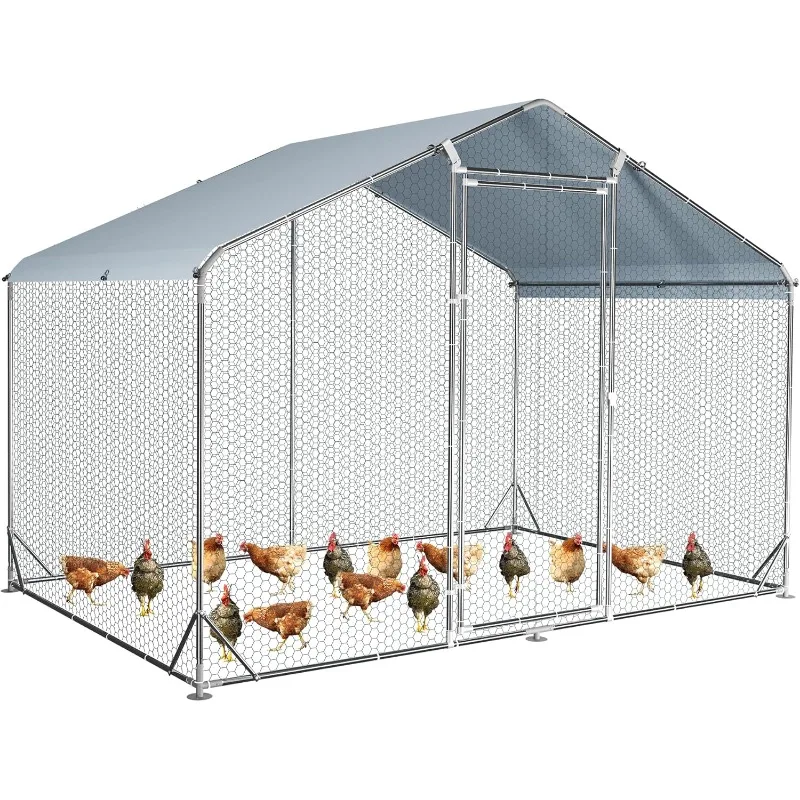 

Large Metal Chicken Coop Upgrade Tri-Supporting Wire Mesh Chicken Run,Chicken Pen with Water-Resident and Anti-UV Cover