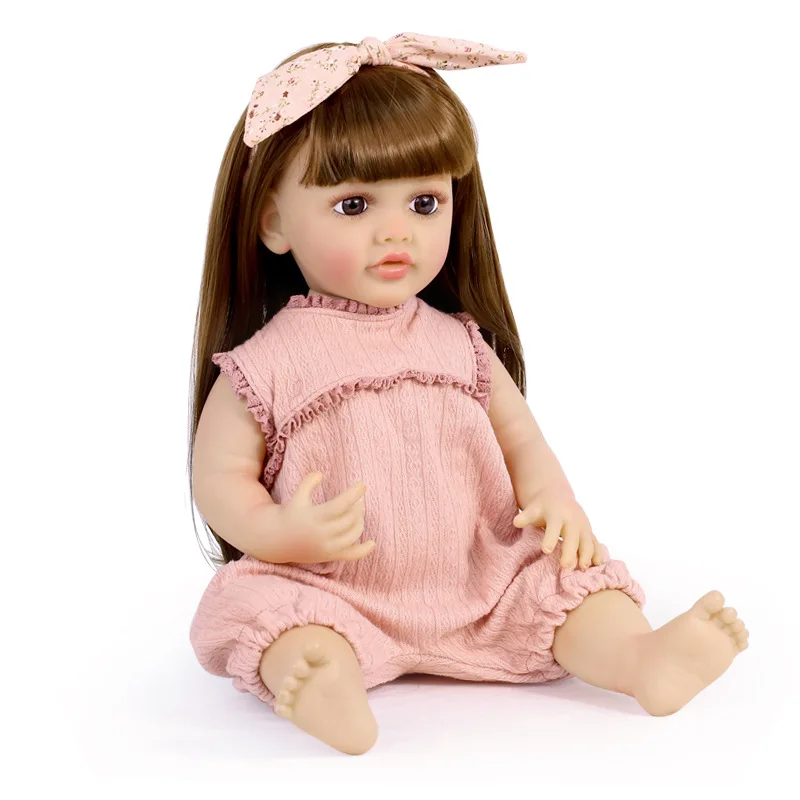 55cm Lifelike Reborn Baby Girl Dolls Real Silicone Body Toddler Bebe Reborn Toys Soft Touch Vinyl Dolls Children Christmas Gifts