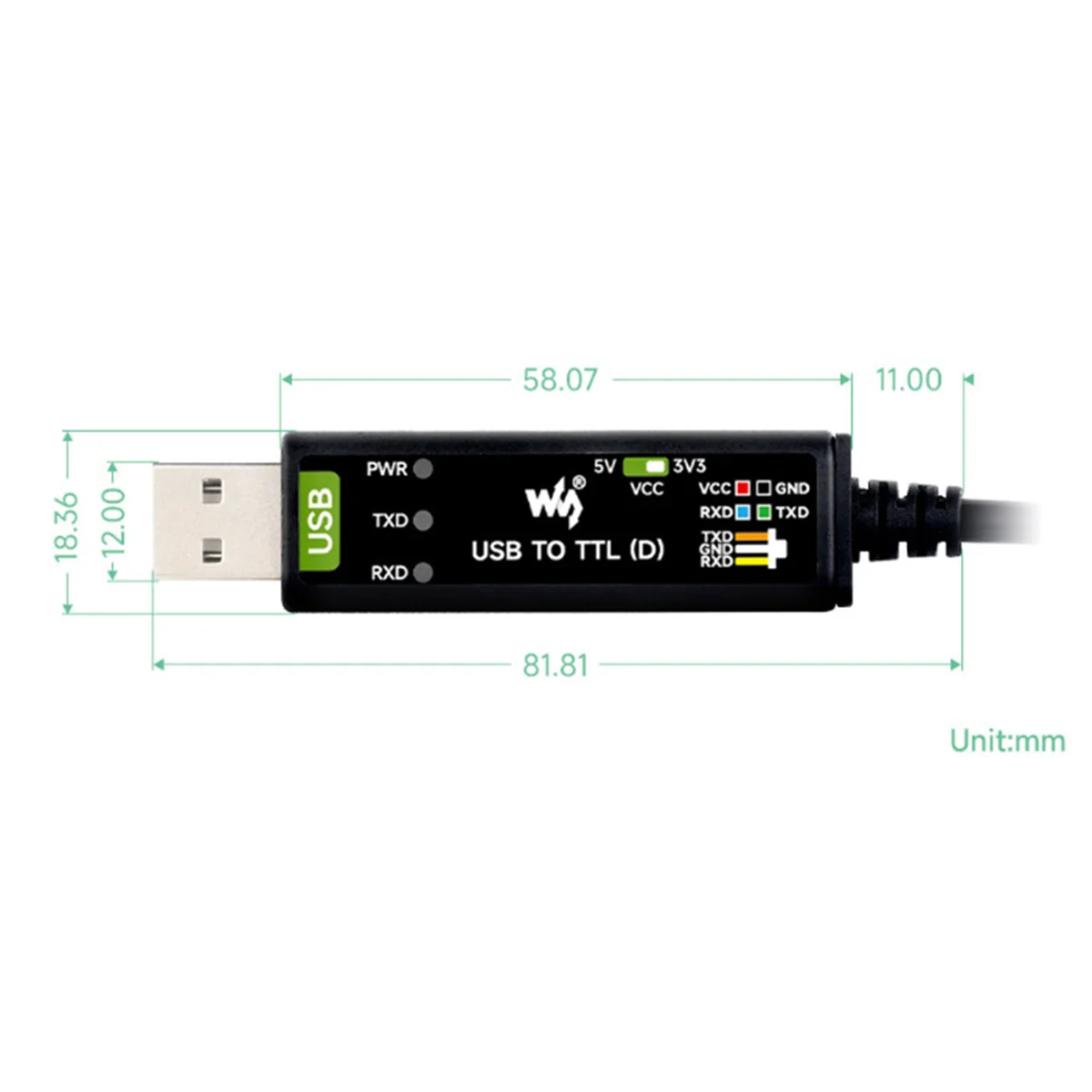 Waveshare-産業用シリアルポートデバッグモジュールケーブル、usbからttl (d) 、ft232rnl、300 Bps-3Mbps、raspberry pi 5