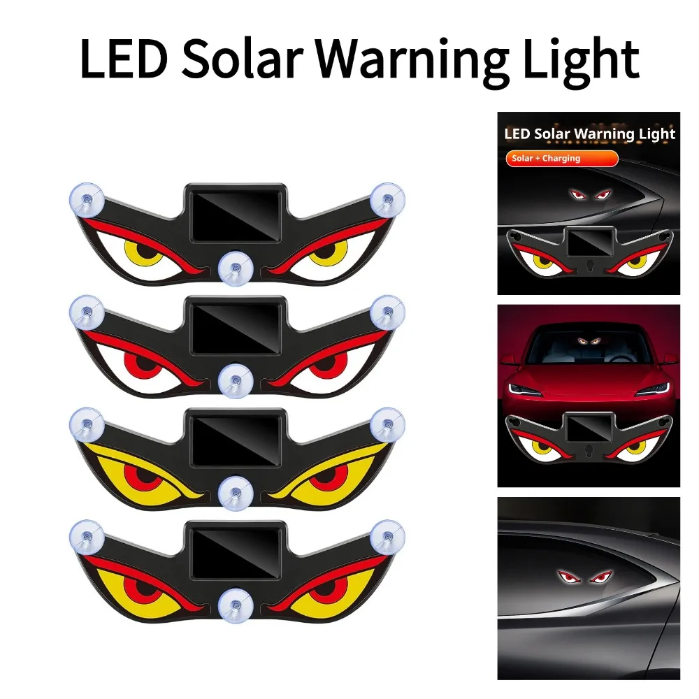 

Car Solar LED Light Dynamic Demon Eye Rechargeable Rear Window Warning Lamp Auto Interior Ambient Decor Flashing Signal Light