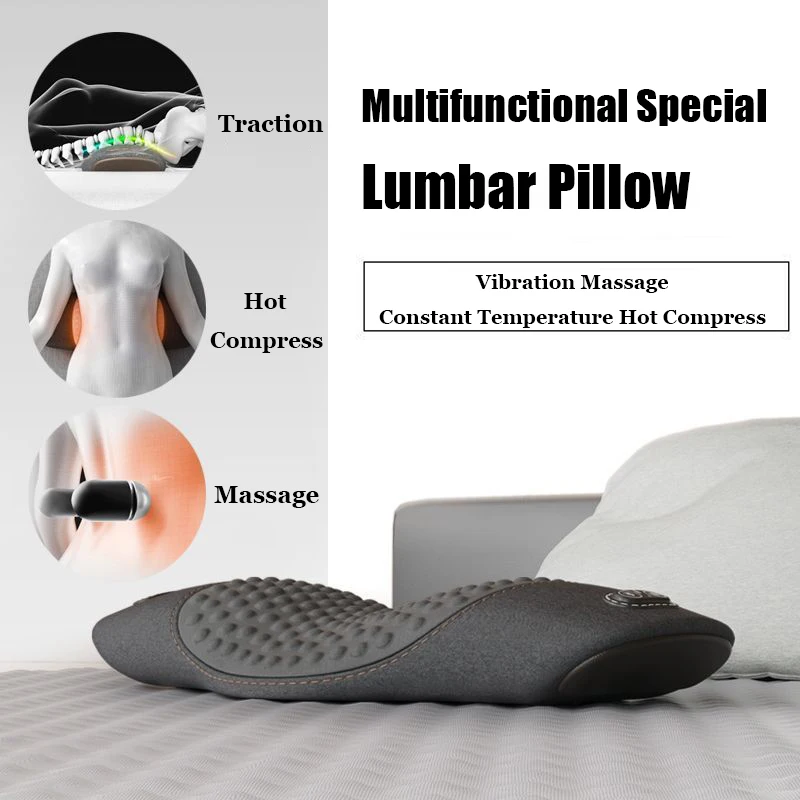 Multifunctional Electric Massage Lumbar Pillow Waist Protcetion Relax Cushion Ergonomically Designed Waist Support Pad