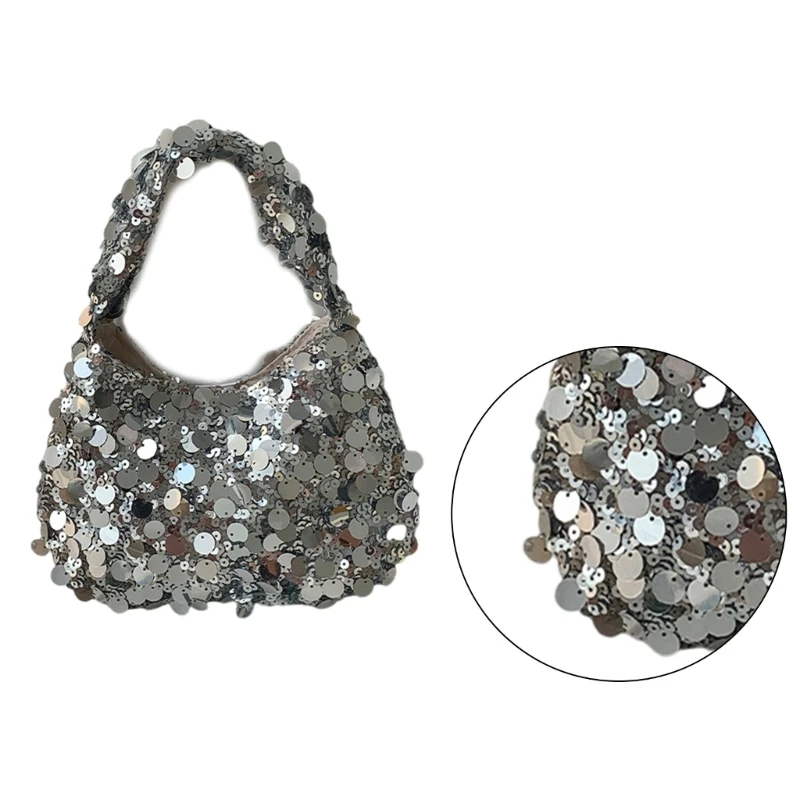 Glitter Handbag with Eye Catching Details Fashionable and Simple Evening Bag