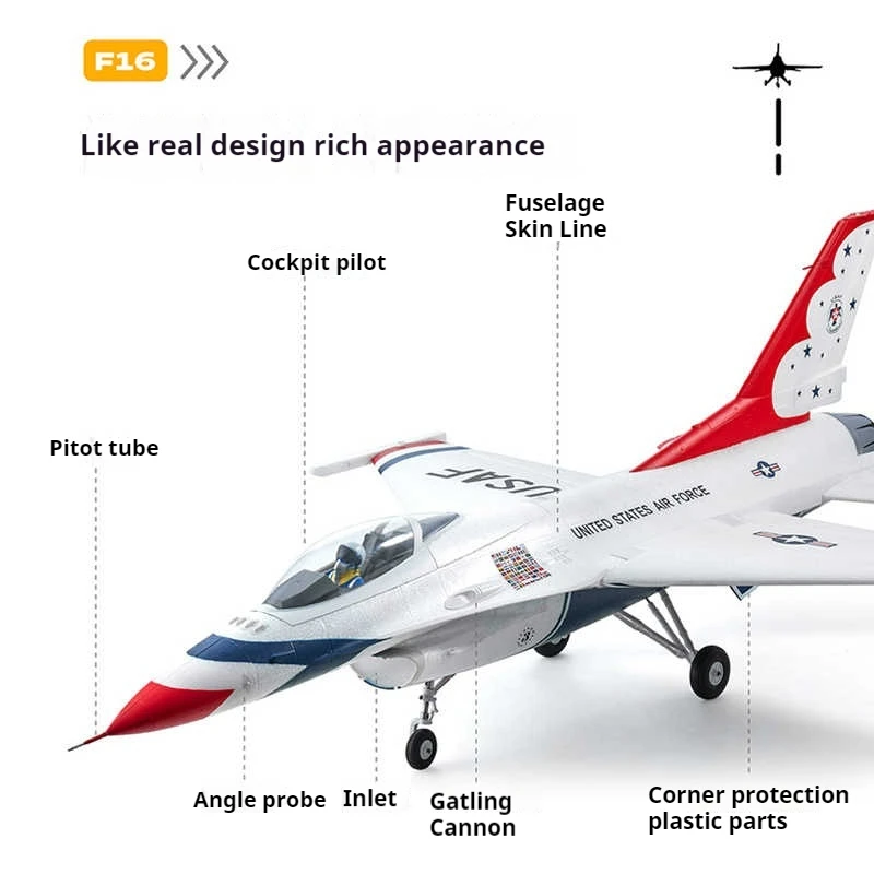 FMS 64 مللي متر F-16 القتال الصقر التحكم عن بعد مقاتلة كهربائية طائرة Cuduct رغوة نموذج طائرة ثابتة الجناح نموذج طائرة F16 #4