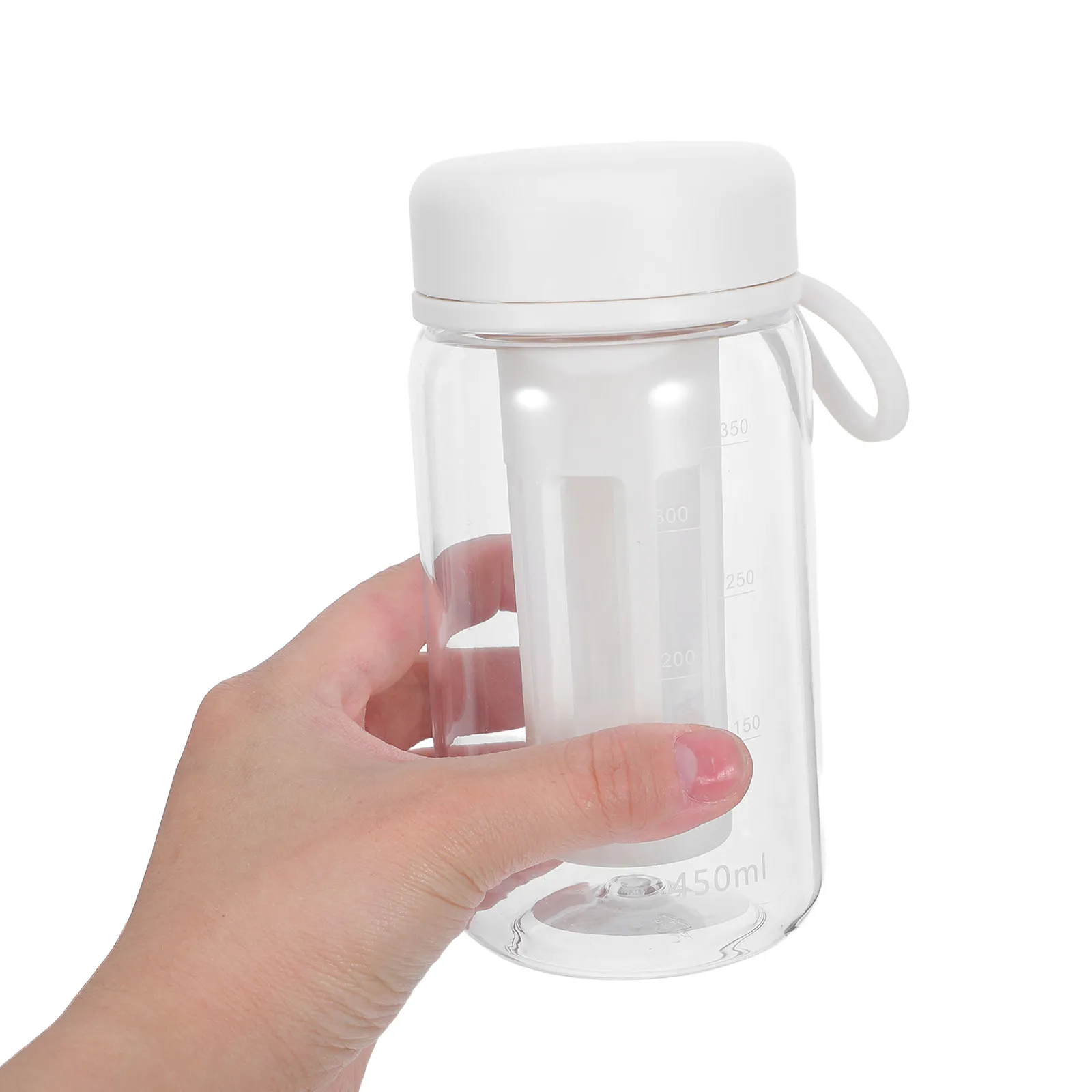 450Ml Transparent Cold Brew Coffee Cup with Built-in Filter Shatter-Resistant Plastic Portable Coffee Maker Bottle for Iced