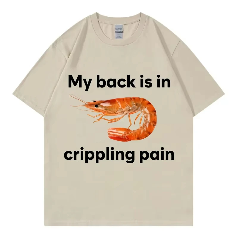 مضحك بلدي الظهر في Crippling الألم الروبيان ميمي تي شيرت جودة عالية موضة تي شيرت الرجال النساء تي شيرت غير رسمي