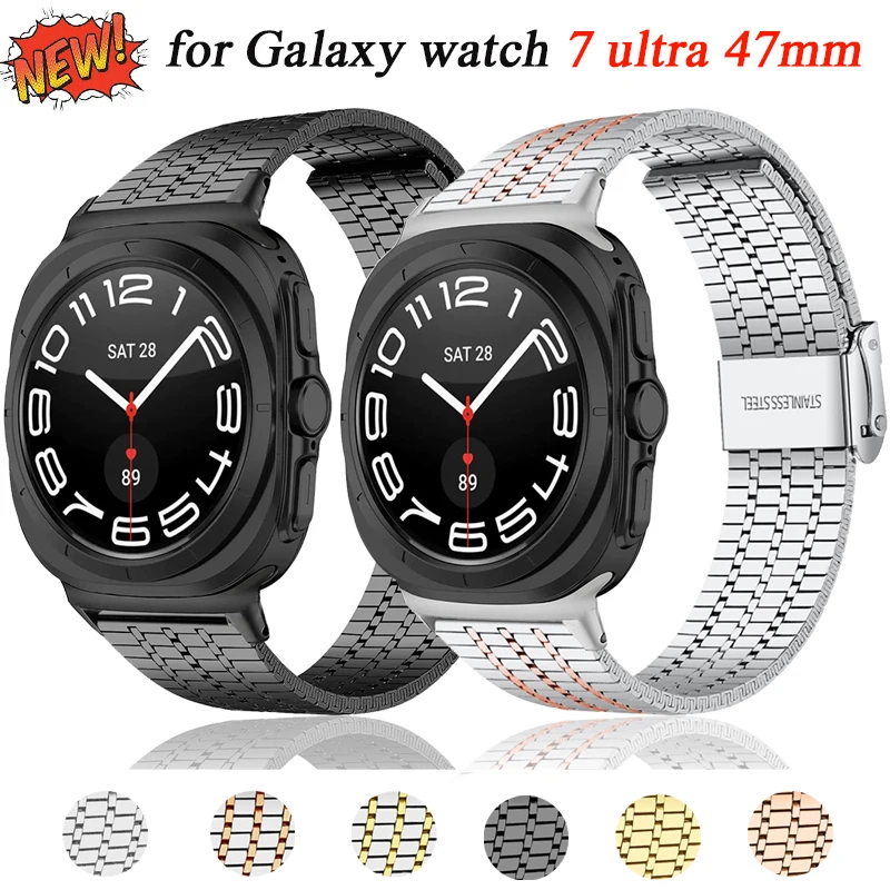 

Stainless Steel Strap for Samsung Galaxy Watch 7 Ultra 47mm No Gaps Metal Bracelet for Galaxy Watch7 Ultra Replacement Wristband