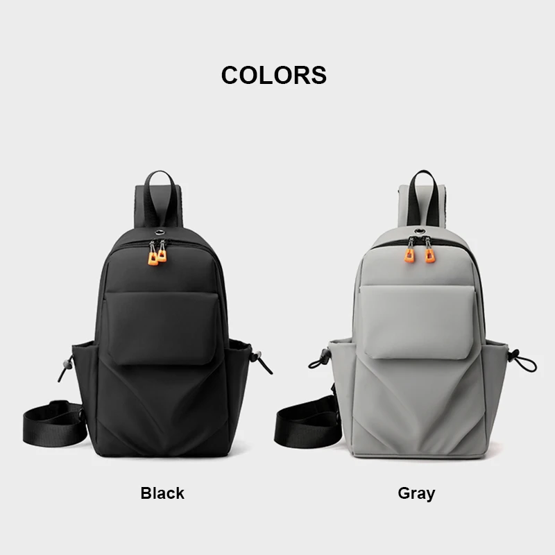 Toposhine Chest Bag 2023 New Solid Color Men Women Chest Package Outdoor Casual Fashion One Shoulder Crossbody Bag Black Gray