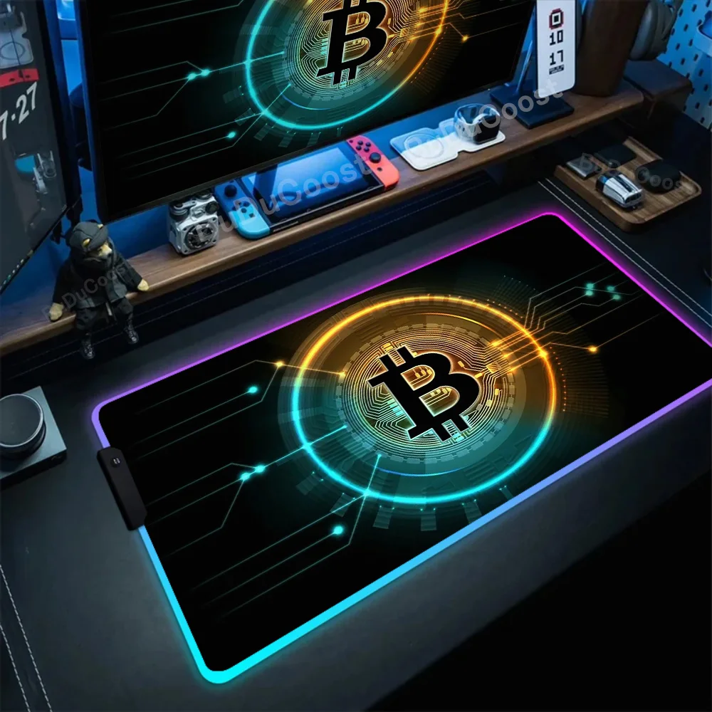 

XXL Gaming Laptops Bitcoin Table Pad Non-slip Carpet Mause Backlit Anime Rgb Mousepad LED Gamer Accessories Computer Cabinet Mat